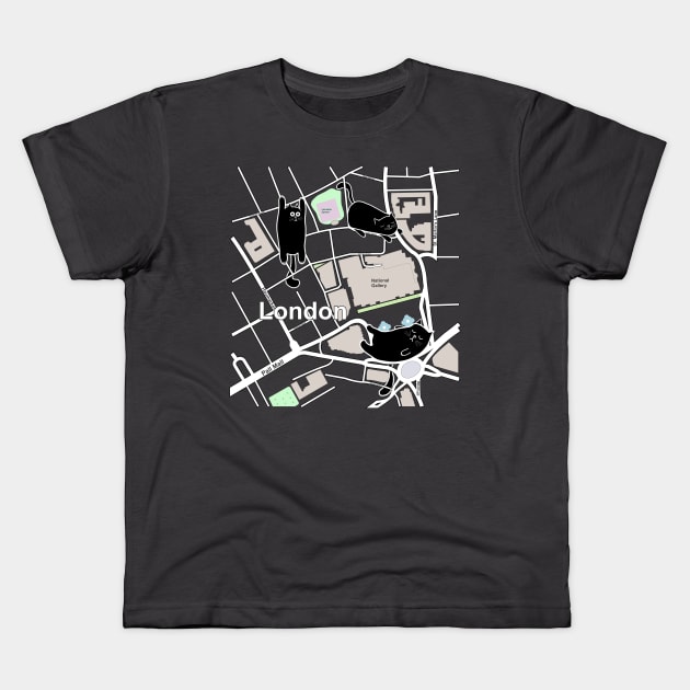 Copy of Map of London with Cats Kids T-Shirt by PocketRoom